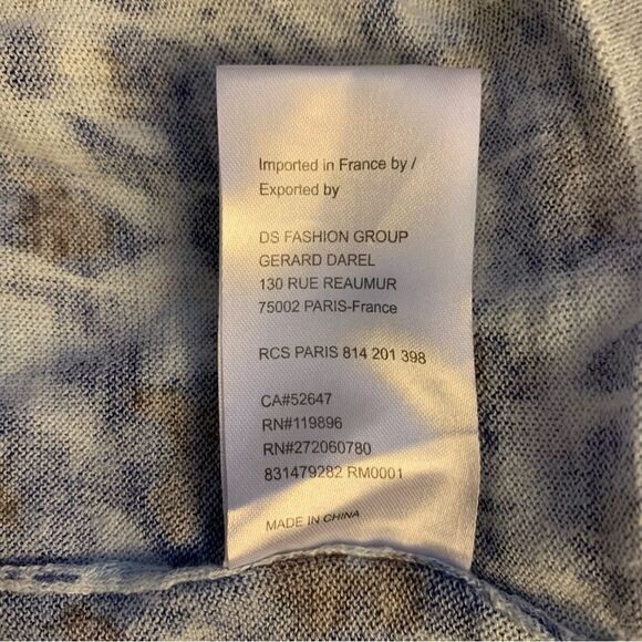 Gerard Darel Paris‎ Cheetah Print Lightweight Knit Top Blue Size 3 US M - Picture 9 of 11